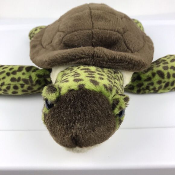 Wild Republic Sea Turtle Plush Brown Shell Green Speckled Body Tortoise 13" 2010 - Picture 3 of 11